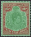 Bermuda 1953 KGVI 10sh Green and Dull Red on Green p13 Mint SG119f