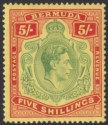 Click for more photos and details Bermuda 1937 KGVI 5sh Green and Red on Yellow p14 Mint SG118