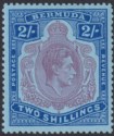 Bermuda 1950 KGVI 2sh Aniline Purple and Deep Blue on Pale Blue p13 Mint SG116f