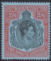 Click for more photos and details Bermuda 1943 KGVI 2sh6d Black and Red p14 Broken Lower Right Scroll Mint SG117be