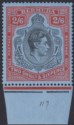 Click for more photos and details Bermuda 1937 KGVI 2sh6d Black and Deep Red on Grey-Blue p14 Mint SG117