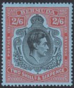 Click for more photos and details Bermuda 1943 KGVI 2sh6d Black and Red on Pale Blue p14 Mint SG117b