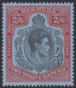 Click for more photos and details Bermuda 1940 KGVI 2sh6d Black and Carmine-Red on Grey-Blue p14 Mint SG117