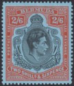 Bermuda 1950 KGVI 2sh6d Black and Orange-Red on Pale Blue p13 Mint SG117c