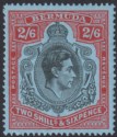 Click for more photos and details Bermuda 1941 KGVI 2sh6d Black and Carmine-Red on Pale Blue p14 Mint SG117b