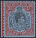 Click for more photos and details Bermuda 1941 KGVI 2sh6d Black and Red on Grey-Blue p14¼ Mint SG117a