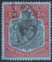 Click for more photos and details Bermuda 1952 KGVI 2sh6d Black and Carmine-Red on Pale Blue p13 Used SG117d
