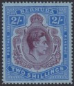 Click for more photos and details Bermuda 1941 KGVI 2sh Deep Purple and Ultramarine on Grey-Blue p14¼ Mint SG116b