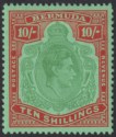 Bermuda 1951 KGVI 10sh Green and Vermilion on Green p13 Mint SG119e cat £35
