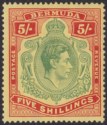 Click for more photos and details Bermuda 1937 KGVI 5sh Green and Red on Yellow p14 Mint SG118 cat £100