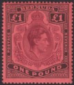 Click for more photos and details Bermuda 1937 KGVI £1 Purple + Blk on Red Variety ER Joined Mint SG121a cat £1100