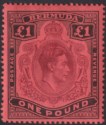 Click for more photos and details Bermuda 1937 KGVI £1 Purple and Black on Red p14 Mint SG121 cat £300