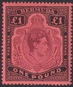 Click for more photos and details Bermuda 1943 KGVI £1 Purple and Black on Salmon p14 Mint SG121c cat £60