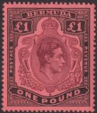 Click for more photos and details Bermuda 1941 KGVI £1 Purple + Dull Black on Salmon p14 UM Mint SG121b cat £70