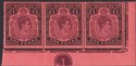Click for more photos and details Bermuda 1946 KGVI £1 Bluish-Purple + Blk p14 Plate Corner Strip of 3 Mint SG121c