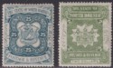 Click for more photos and details North Borneo 1894 QV 25c Indigo, $2 Dull Green Mint SG81 SG84 cat £40