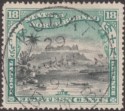 Click for more photos and details North Borneo 1897 QV Mountain 18c Blk + Green p16 Used SG108 cat £100 KUDAT Pmk