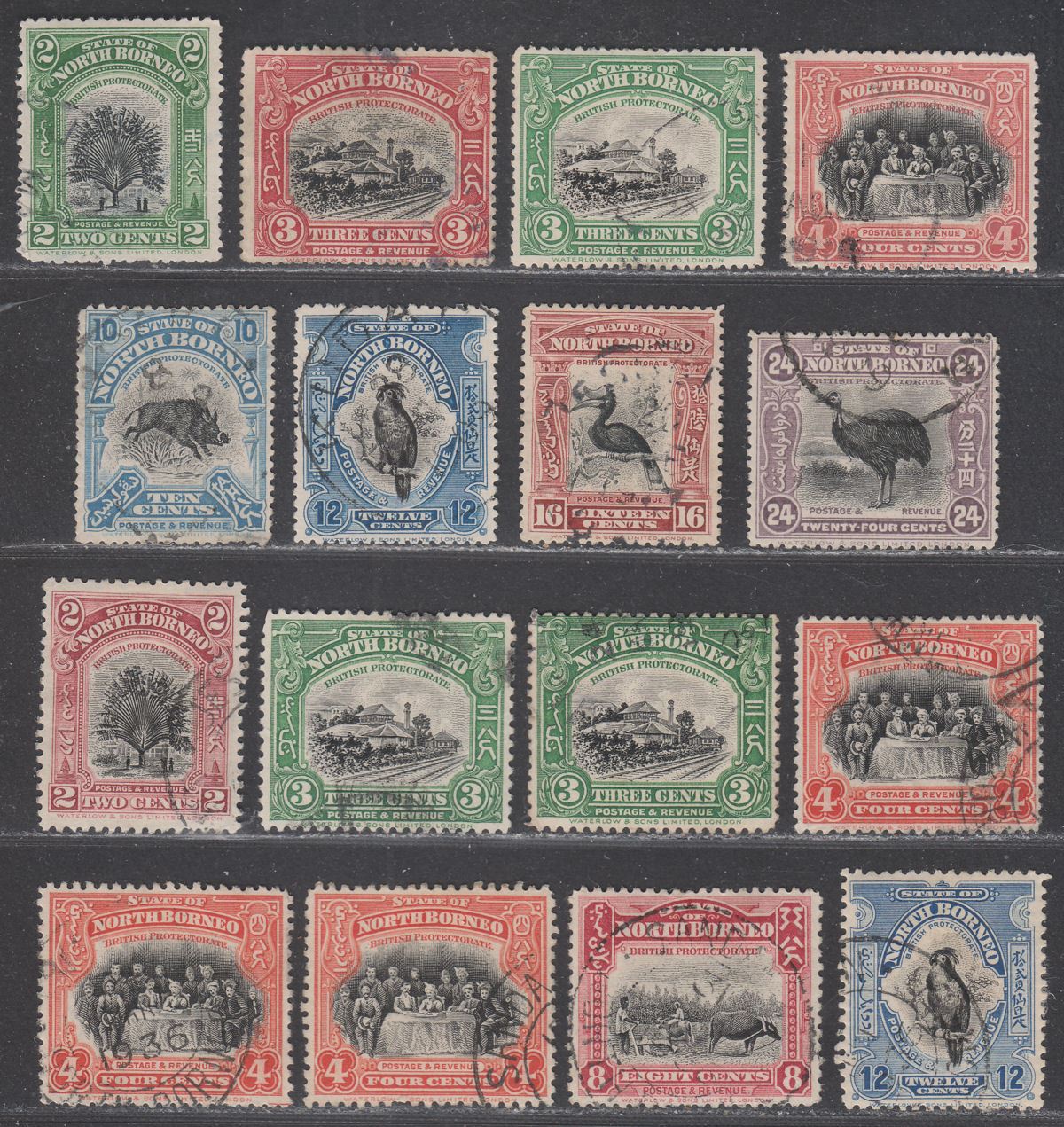North Borneo 1909-25 KEVII-KGV Part Sets to 24c Used