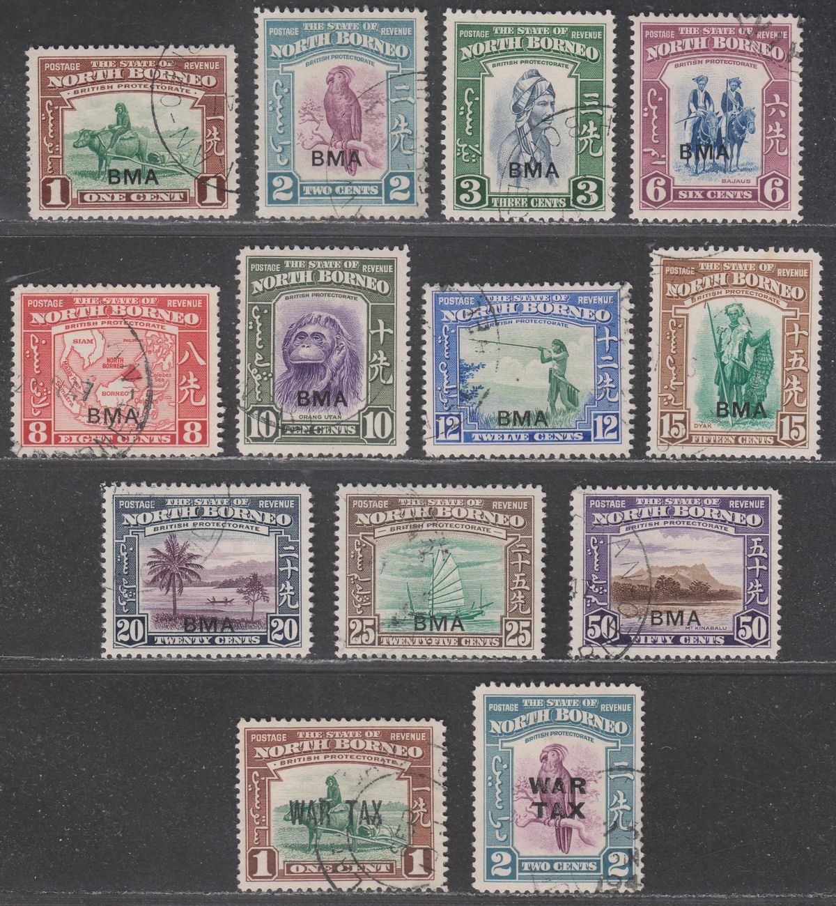 North Borneo 1945 KGVI BMA Overprint Part Set to 50c Used