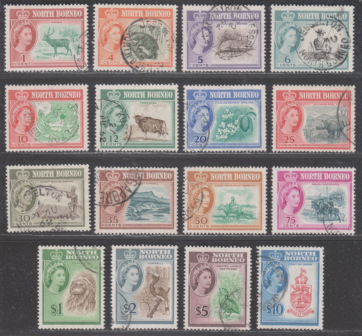 North Borneo 1961 QEII Set Used SG391-406 cat £75