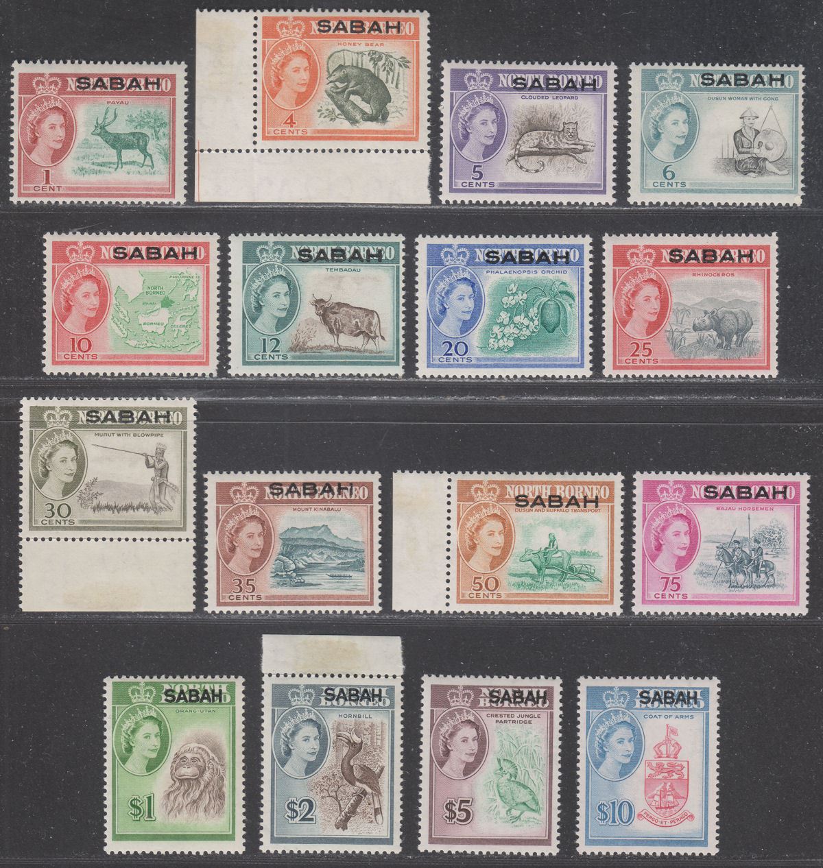 Malaya Sabah 1964 Queen Elizabeth II Overprint Set Mint SG408-423 cat £85