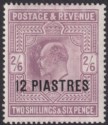 Click for more photos and details British Levant 1903 KEVII 12pi on 2sh6d Dull Purple Chalky Paper Mint SG11b c£48