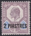 Click for more photos and details British Levant 1905 KEVII 2pi on 5d Dull Purple + Ultramarine Mint SG14