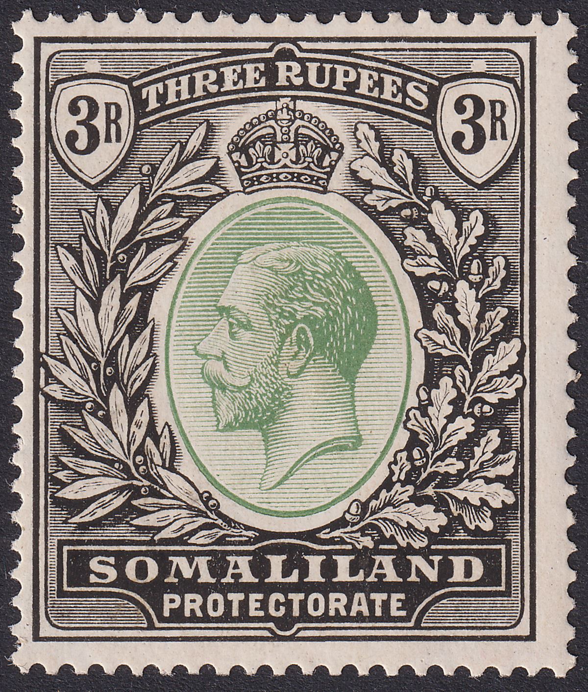 Somaliland Protectorate 1921 KGV 3r Dull Green and Black Mint SG84 cat £65