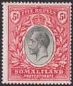 Click for more photos and details Somaliland Protectorate 1921 KGV 5r Black and Scarlet Mint SG85 cat £100