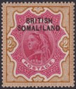 Click for more photos and details British Somaliland 1903 QV Opt Top 2r Carmine and Yellow-Brown Mint SG11 cat £35