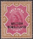 Click for more photos and details British Somaliland 1903 QV Opt Bottom 2r Carmine + Yellow-Brown Mint SG22 c£130
