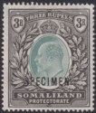 Click for more photos and details Somaliland Protectorate 1904 KEVII SPECIMEN Opt 3r Green and Black Mint SG43s
