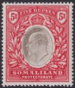 Click for more photos and details Somaliland Protectorate 1904 KEVII 5r Grey-Black and Red Mint SG44 with PINHOLES