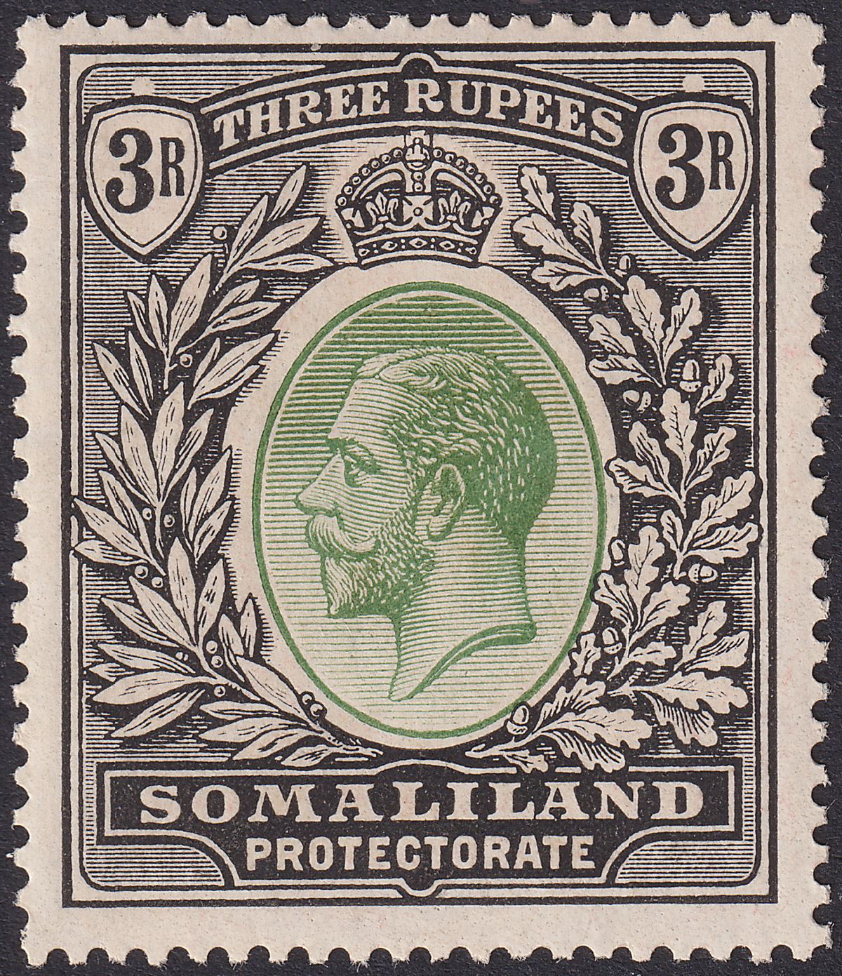 Somaliland Protectorate 1921 KGV 3r Dull Green and Black Mint SG84 cat £65