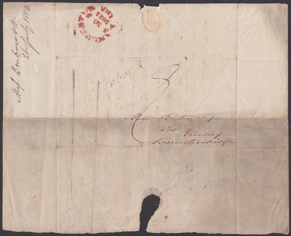 Great Britain 1824 Pre-Stamp Entire Sent to Slade Baker, Bewdley w Manchester Mk