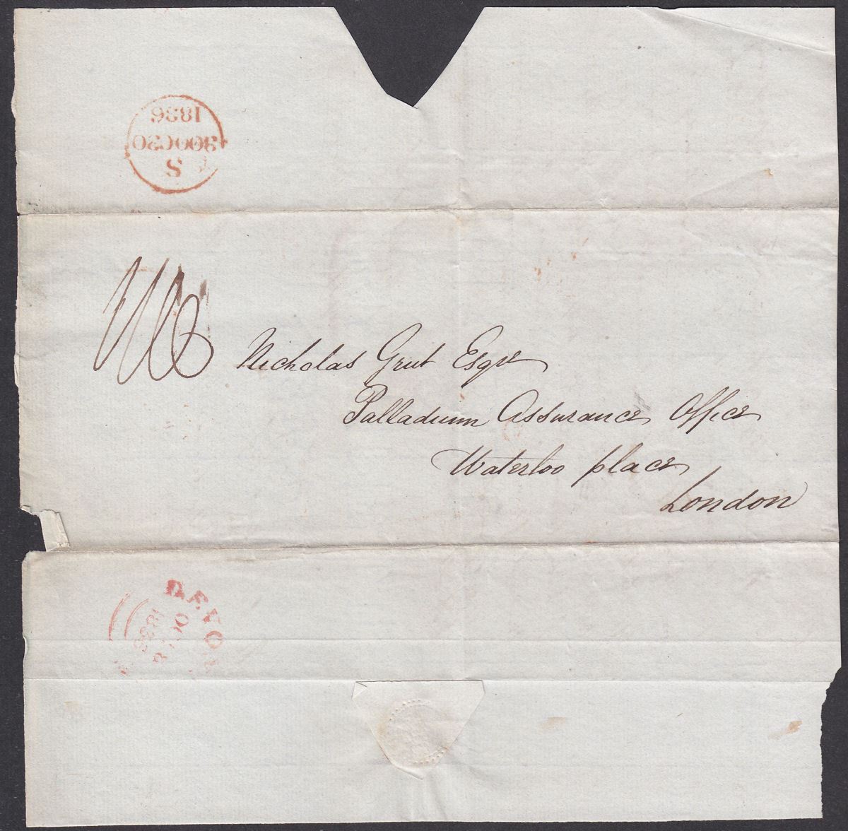 Great Britain 1836 Pre-Stamp Entire Sent Devon to London