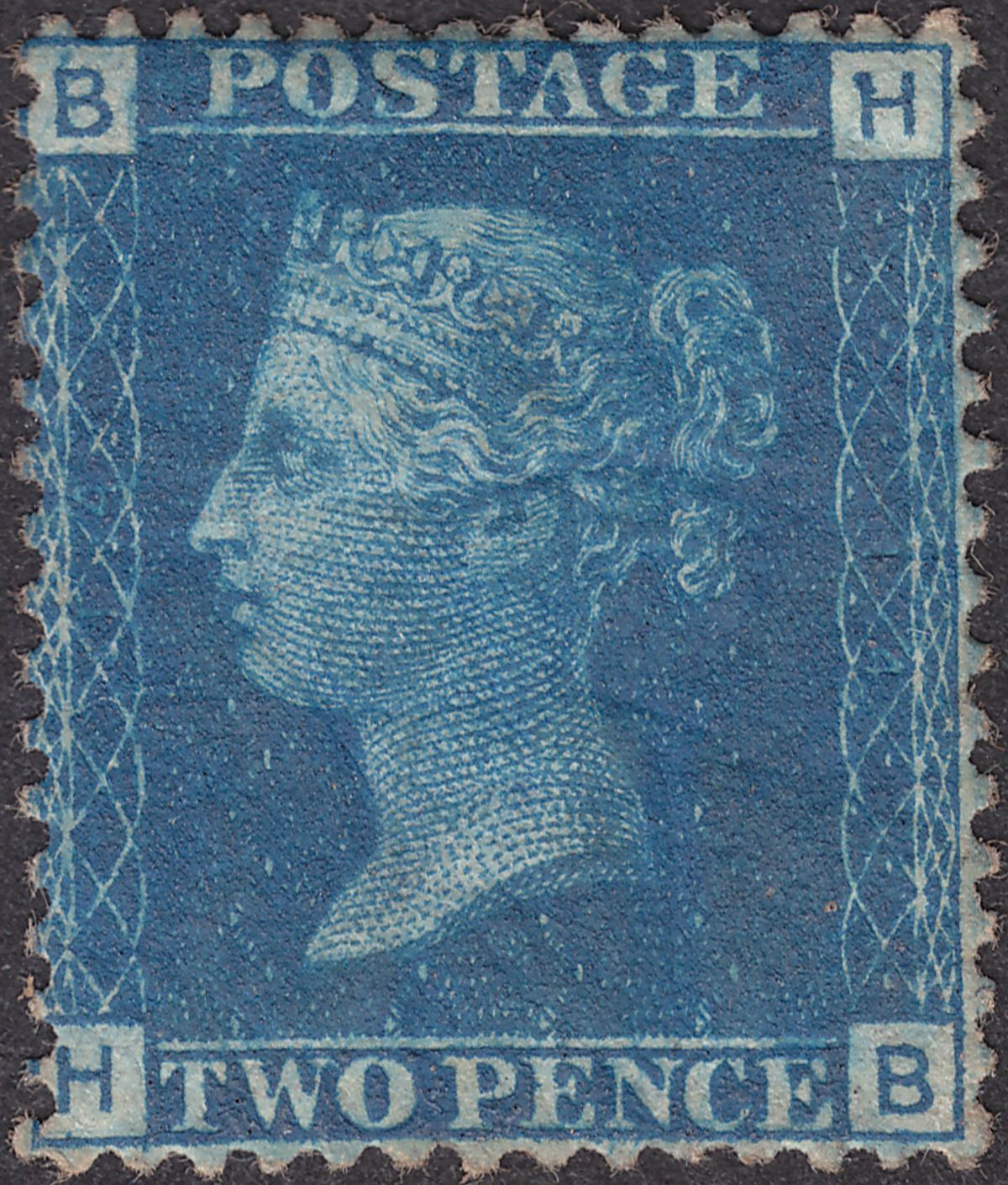 Queen Victoria 1858 Line Engraved 2d Deep Blue Plate 14 Mint SG47 cat £500