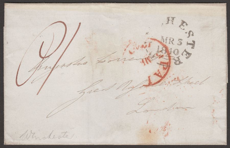 Great Britain 1840 Pre-Stamp Wrapper Sent Winchester to London