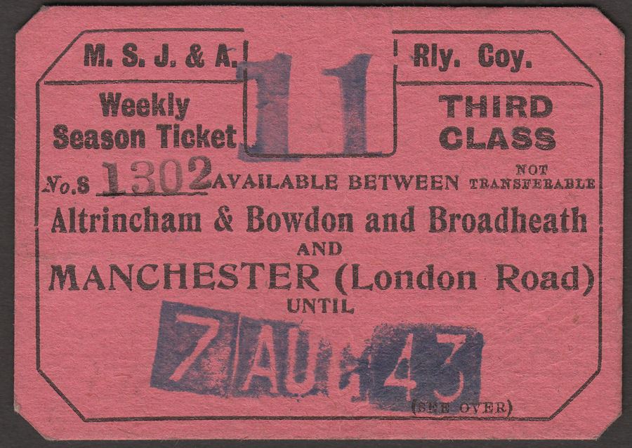 GB 1943 Found Loose in Post Label Used on MSJ&A Railway Weekly Season Ticket