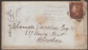 Click for more photos and details QV 1845 1d Red Imperforate Used on Local Cover with Aberdeen Numeral 1 Postmark
