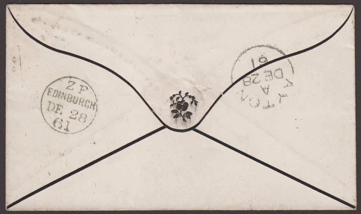 QV 1861 1d Red Stars Used on Mourning Cover Ayton - Edinburgh Numeral 8 postmark