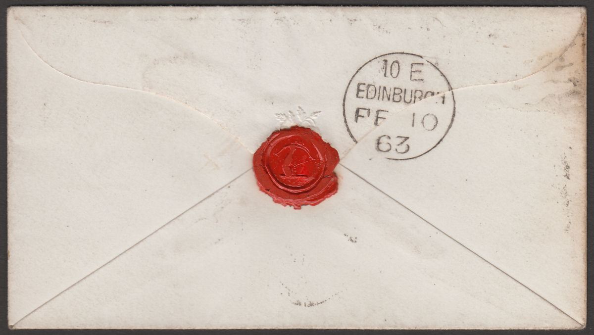 QV 1863 1d Red Stars Used on Cover Glasgow to Edinburgh