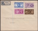 Click for more photos and details King George VI 1949 UPU Set Used on Registered First Day Cover
