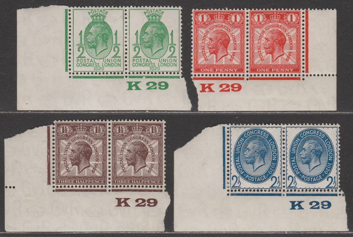 KGV 1929 Ninth UPU Congress Pairs Set to 2½d Mint SG434-437 cat £30