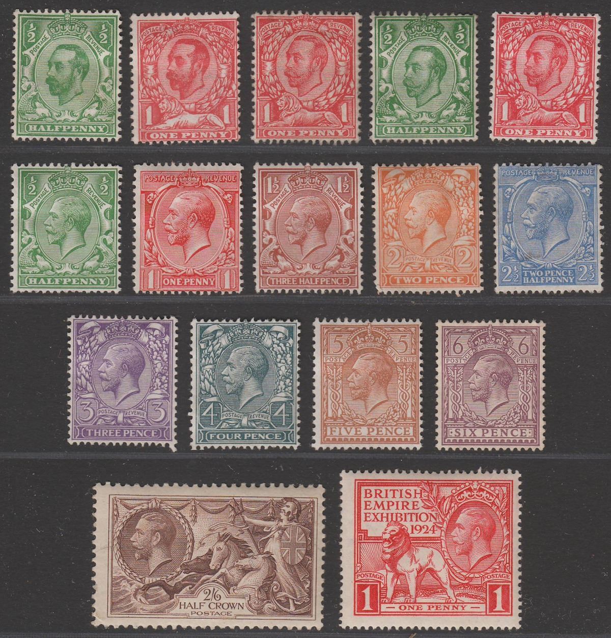 King George V 1911-24 Mint / Unused Selection inc Seahorse Mint
