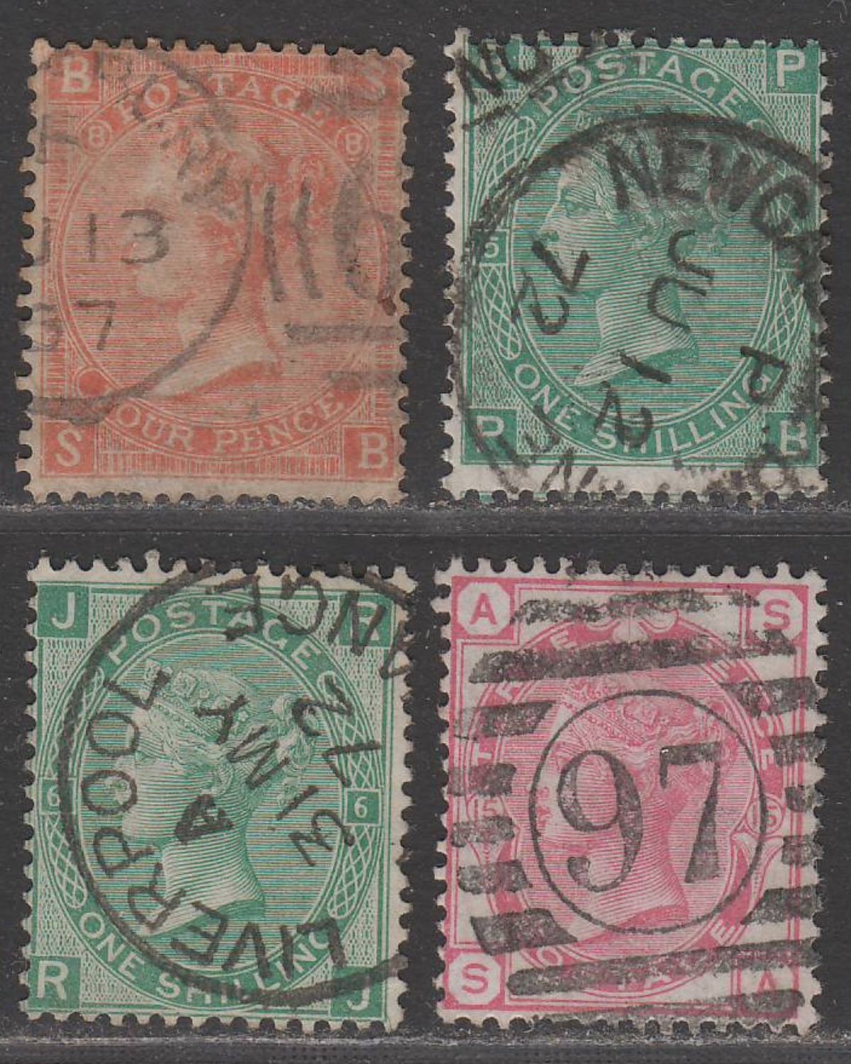 Queen Victoria 1866-74 Surface Printed Selection to 1sh Used