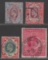 Click for more photos and details King Edward VII 1902-11 9d, 10d, 1sh, 5sh Used