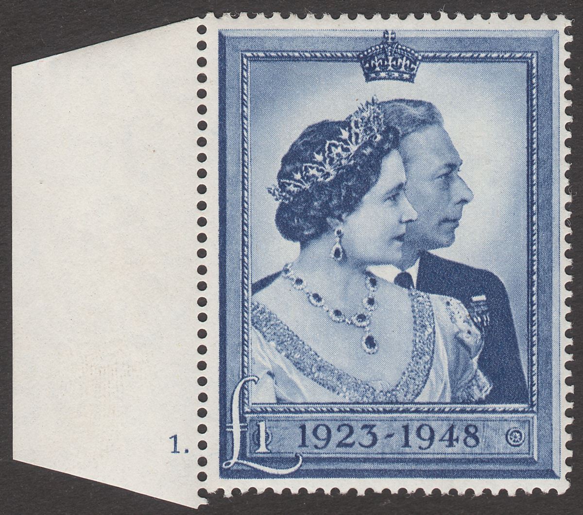 King George VI 1948 Royal Silver Wedding £1 Blue Mint SG494 cat £40