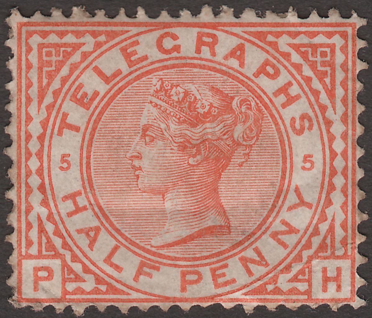 QV 1876 Telegraph Stamp ½d Orange Mint SG T1 cat £25 with creasing