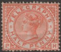 Click for more photos and details QV 1876 Telegraph Stamp ½d Orange Mint SG T1 cat £25 with creasing